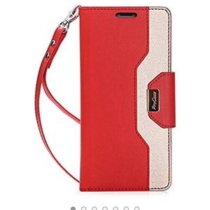 New red and gold phone case wallet for iPhone 7/8